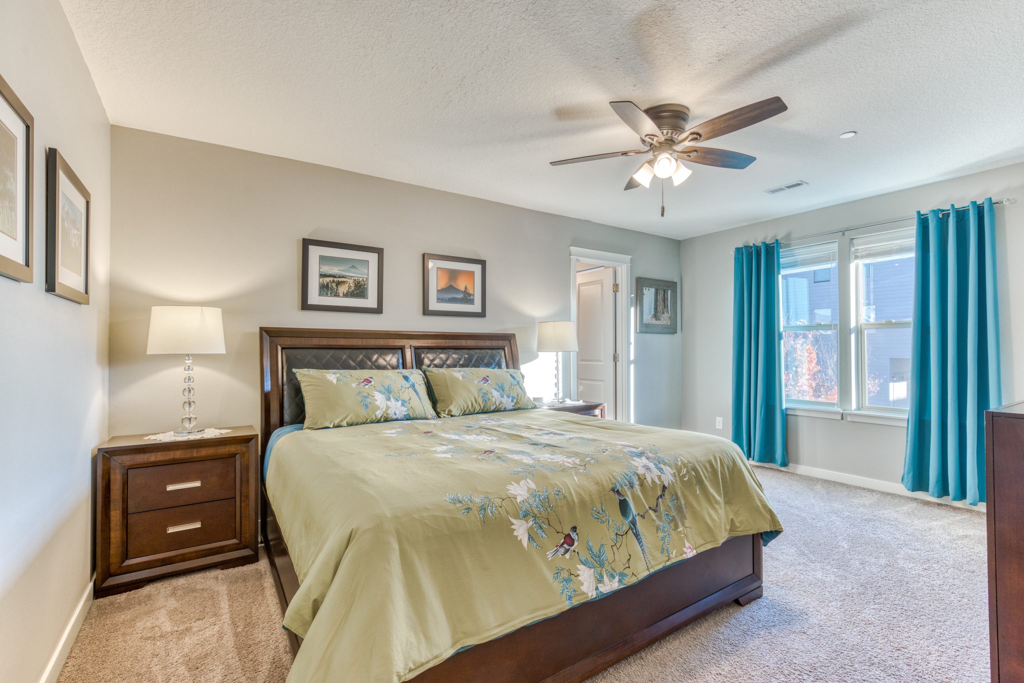 A comfortable king bed.