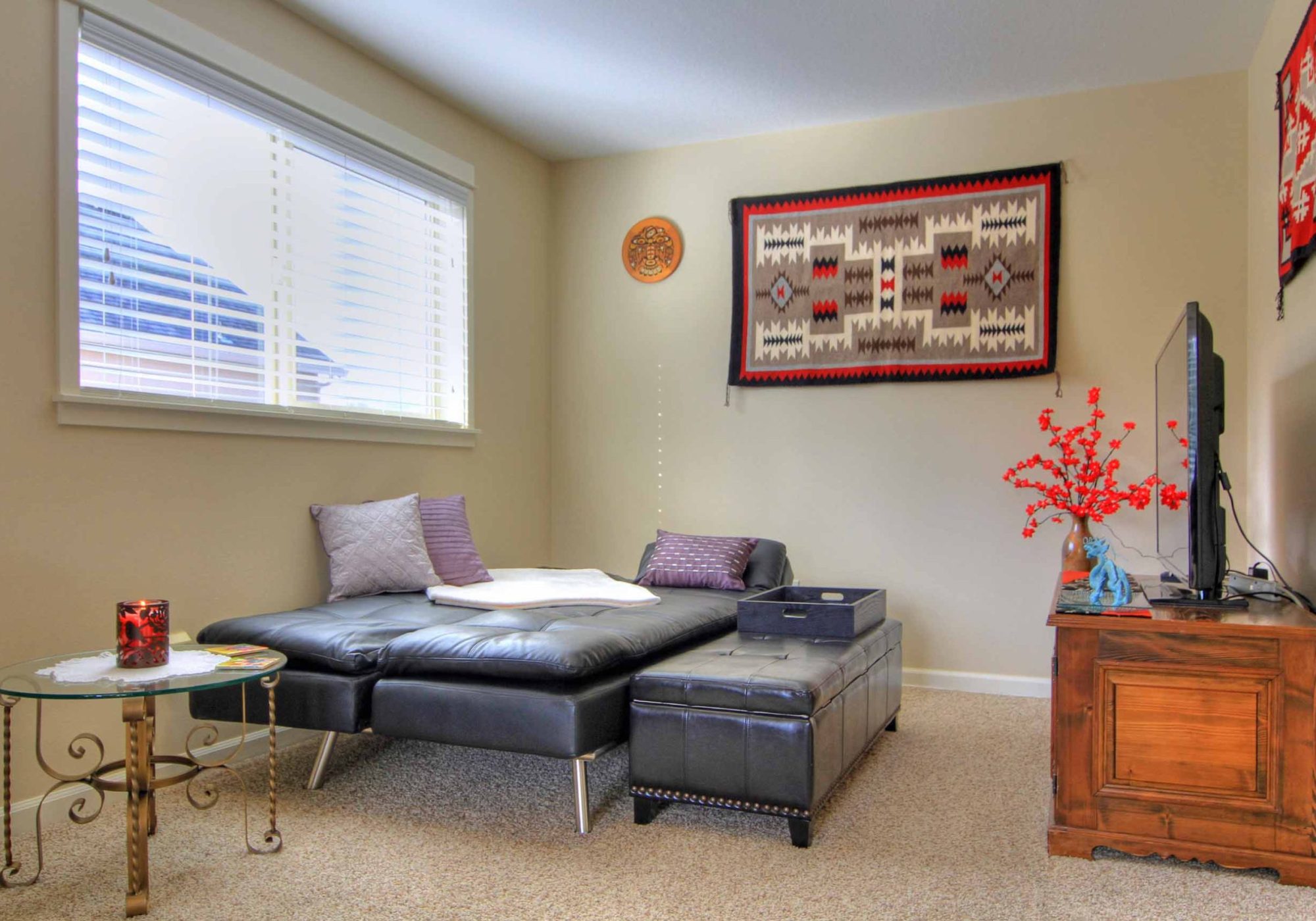 Sofa folds into a double bed.